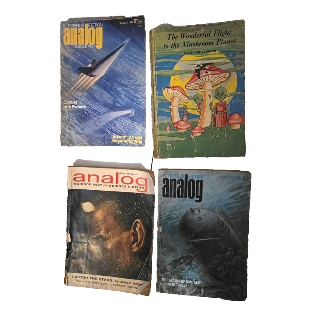 Lot of 4 Vintage Analog‎ Science Fiction & Science Fact Paperback Magazines